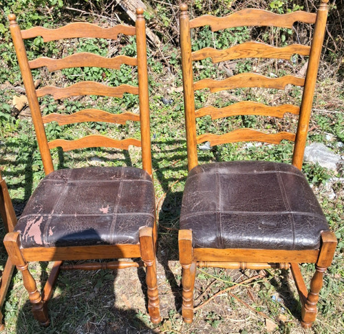 Six oak dining chairs - dining,